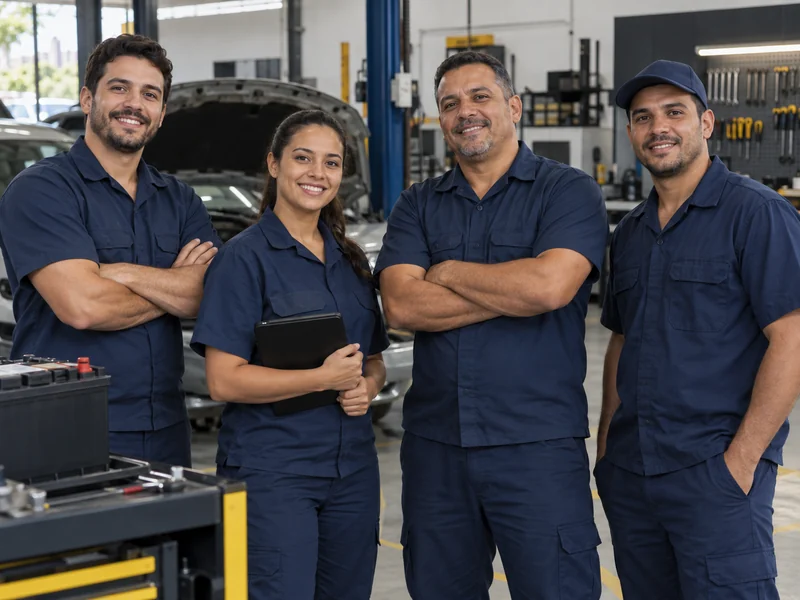 Equipe de especialistas em baterias pronta para atender