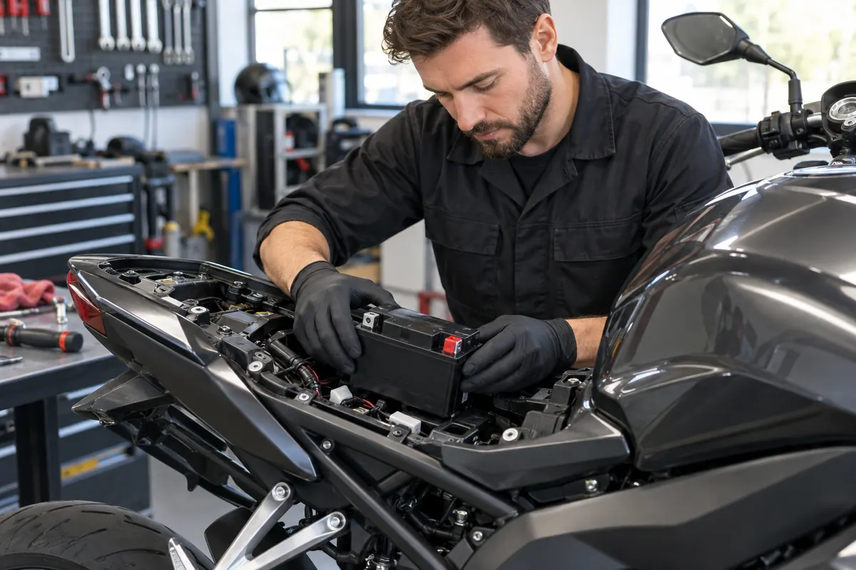 Troca de bateria para moto realizada por técnico especializado