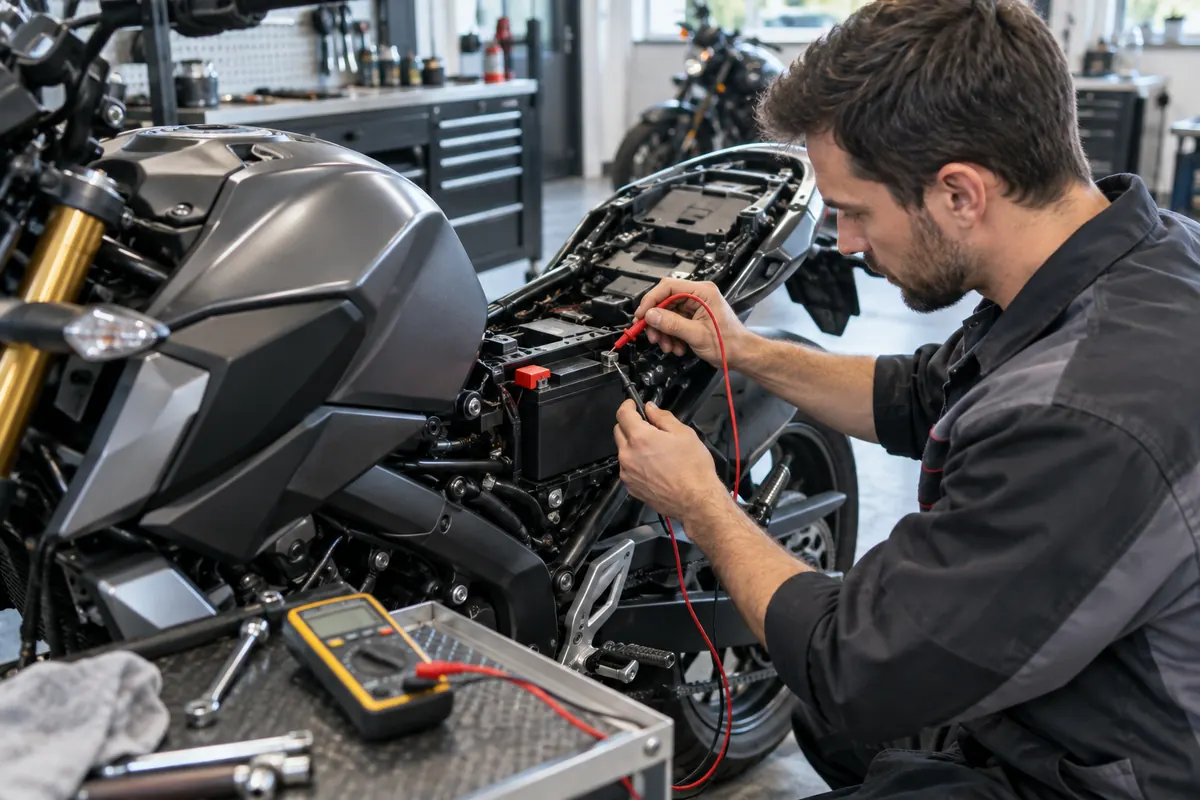 Teste elétrico de bateria para motocicleta em Uberlândia