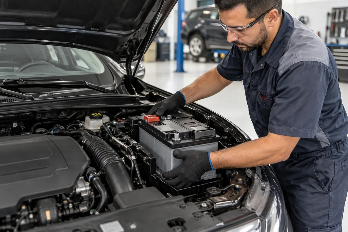 Instalação de bateria Start-Stop em veículo moderno