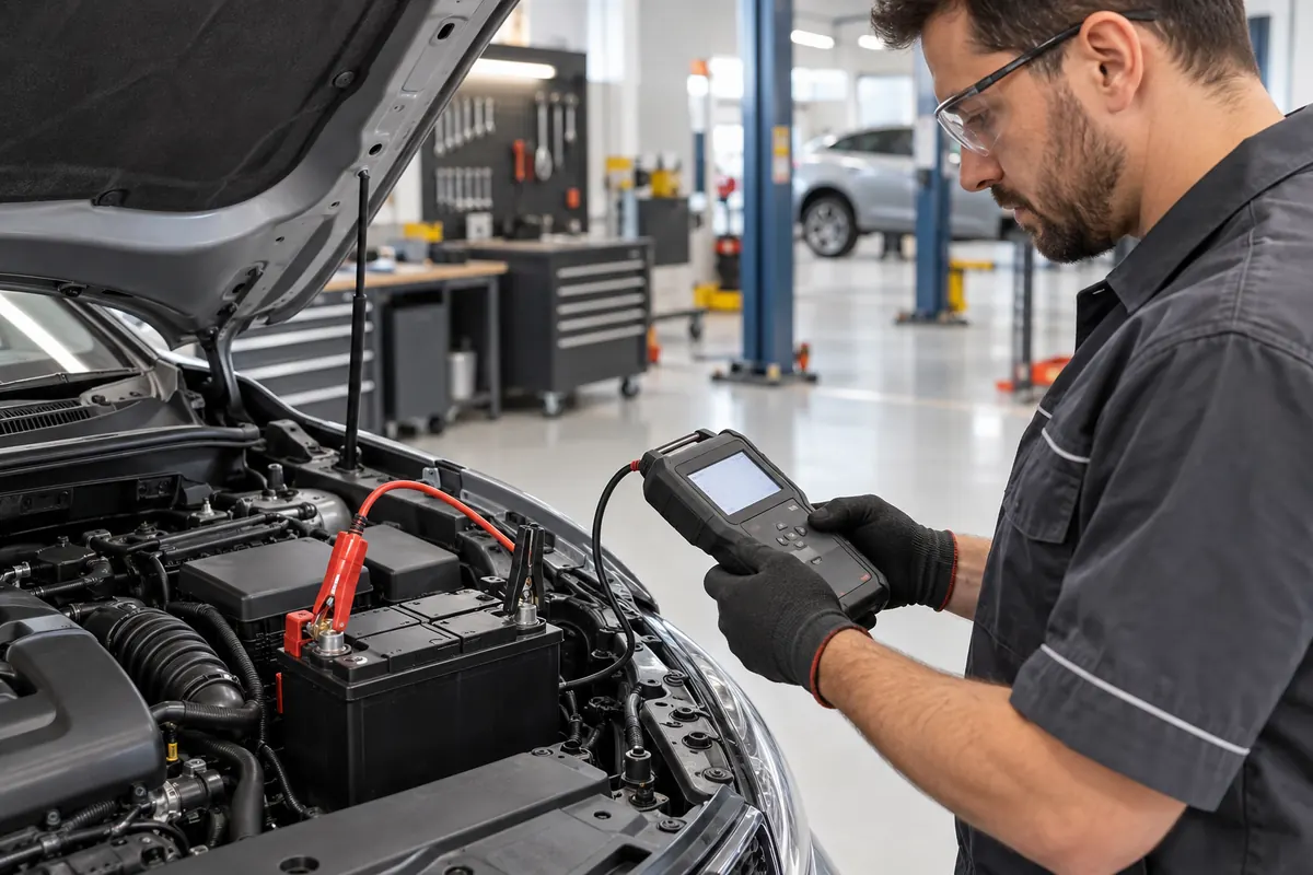 Teste final após recarga de bateria automotiva