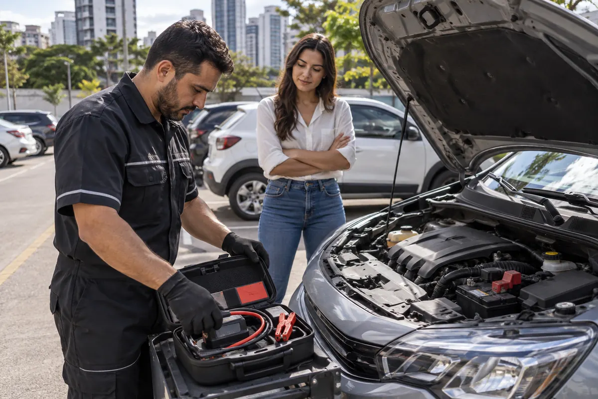 Socorro para carro com bateria descarregada em Uberlândia