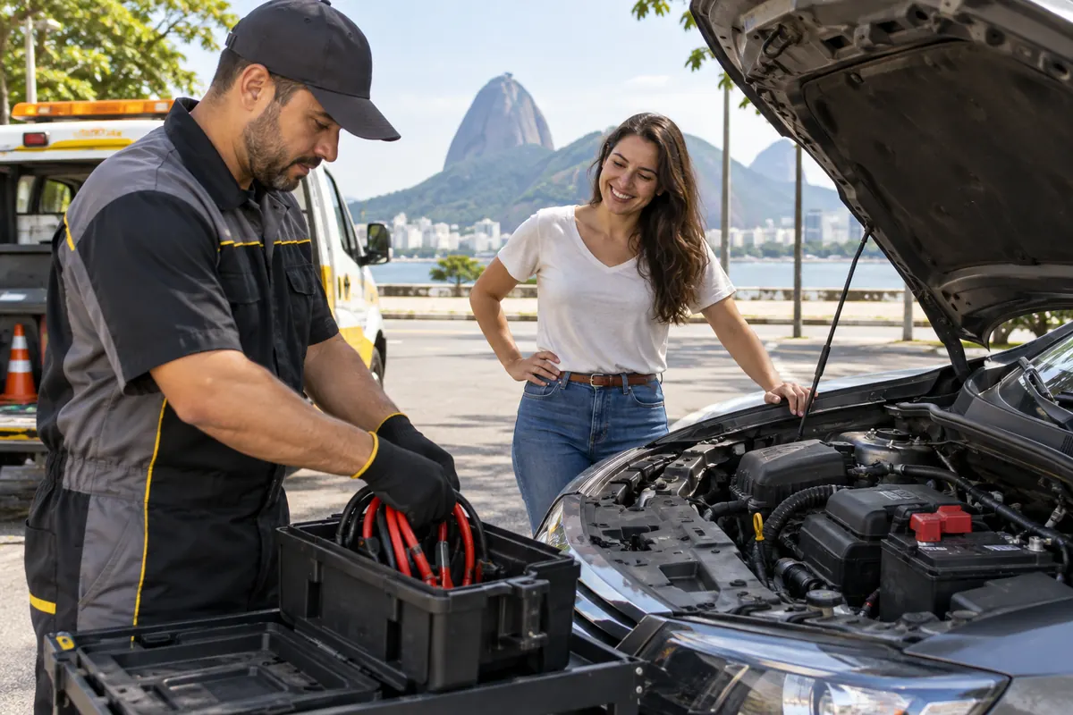 Motorista atendido após socorro para bateria descarregada