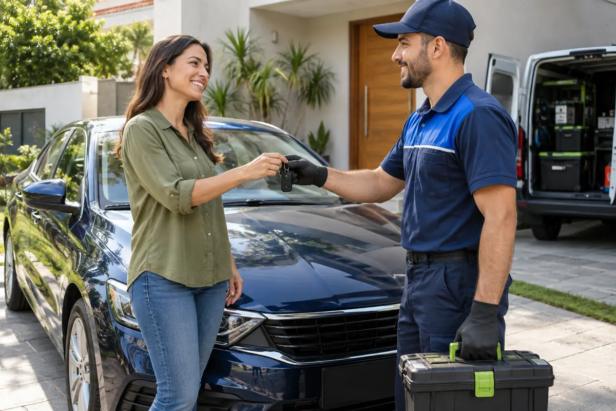 Carro funcionando após serviço de troca de bateria automotiva